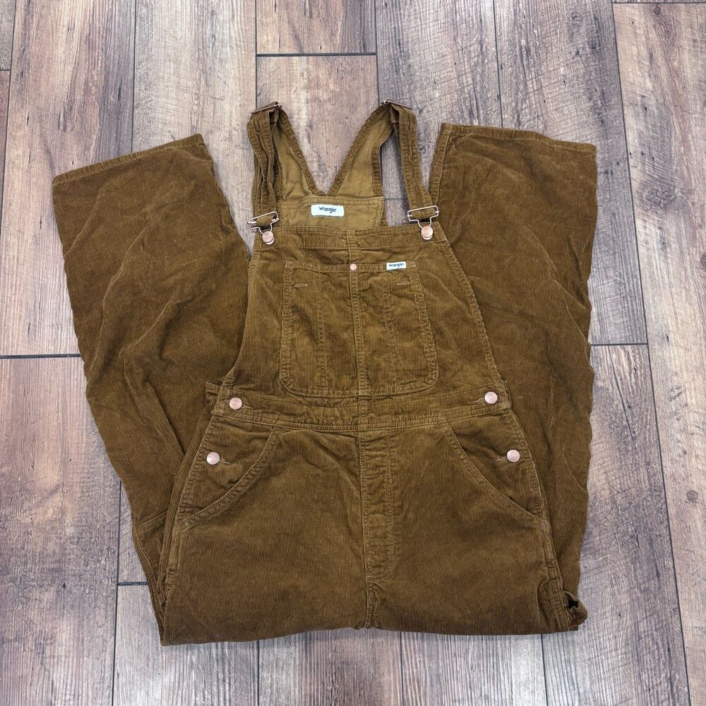 Free People Wrangler Brown Corduroy Straight-Leg Small Bib Overalls Jumpsuit - Picture 5 of 13